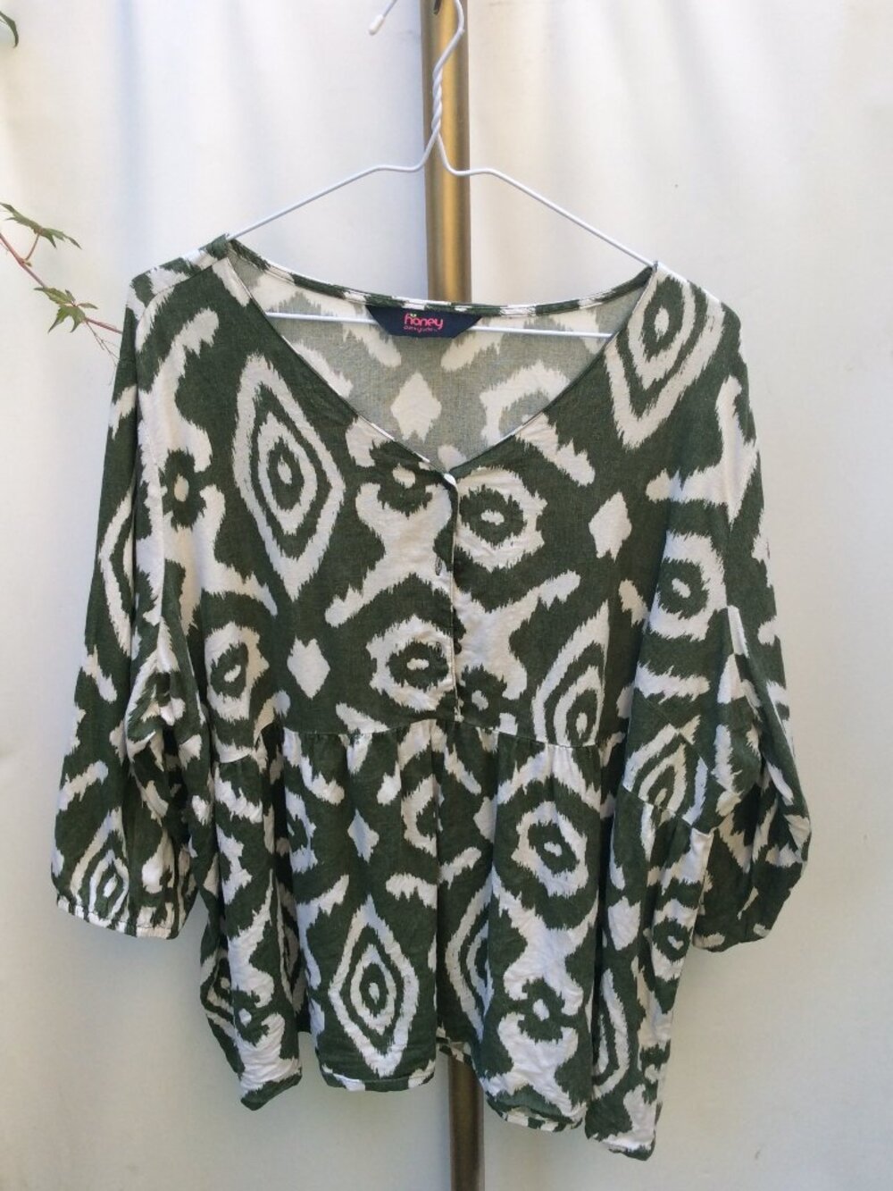 Linen Blend Blouse Boho XL